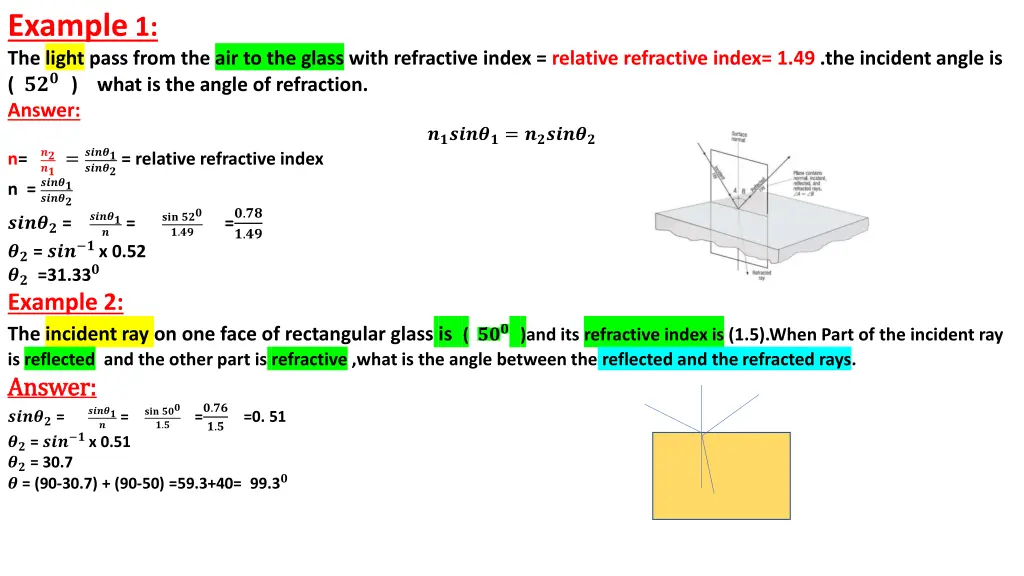 example 1 the light pass from