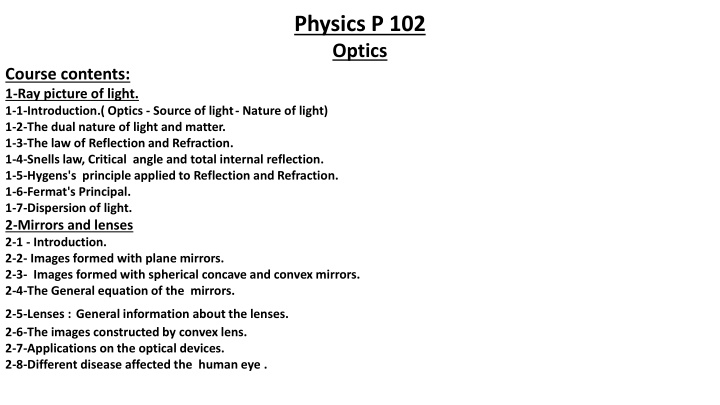 physics p 102 optics