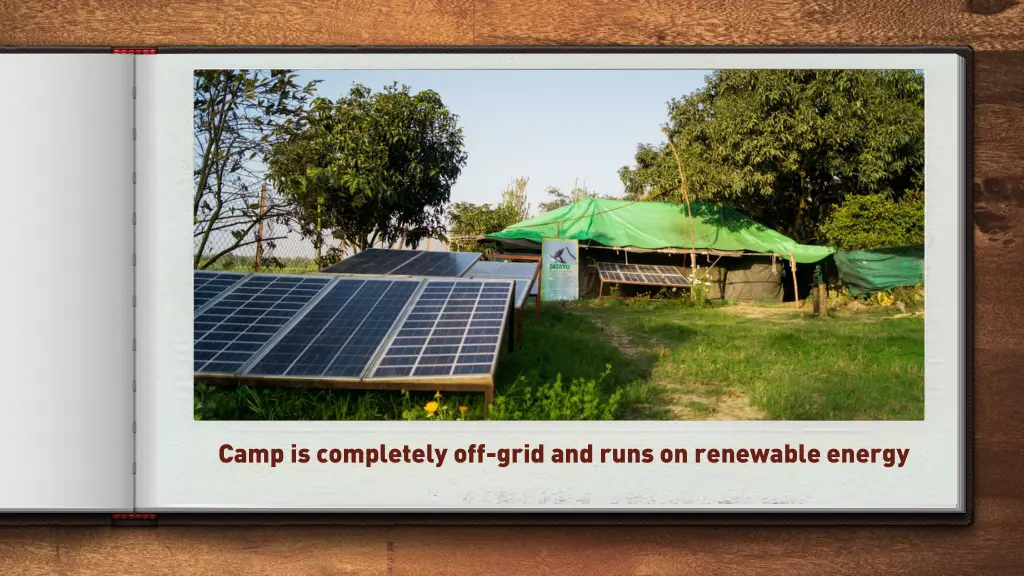 camp is completely off grid and runs on renewable