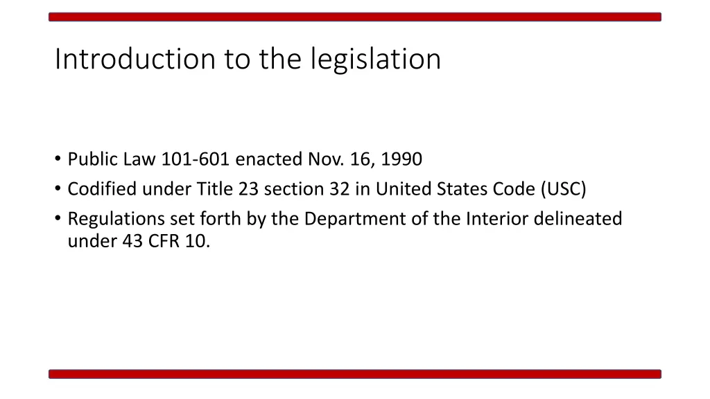 introduction to the legislation