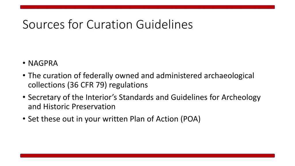 sources for curation guidelines