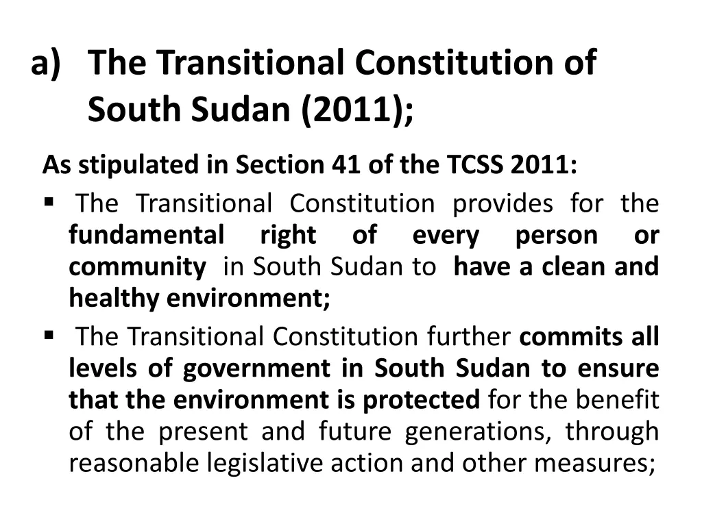 a the transitional constitution of south sudan