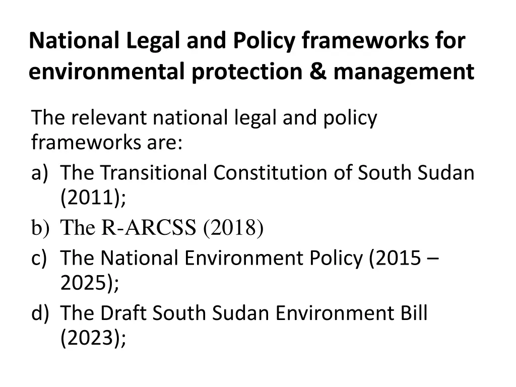 national legal and policy frameworks