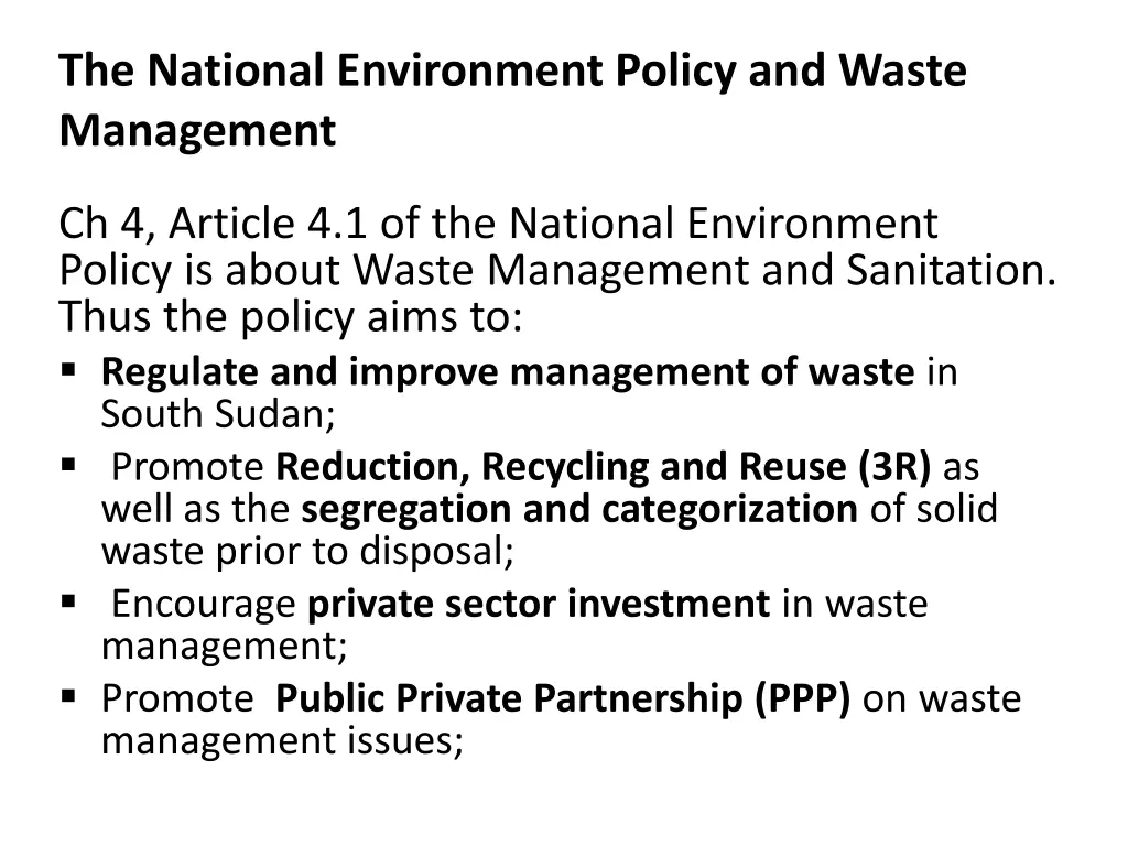 the national environment policy and waste