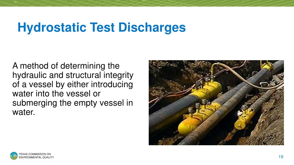 hydrostatic test discharges