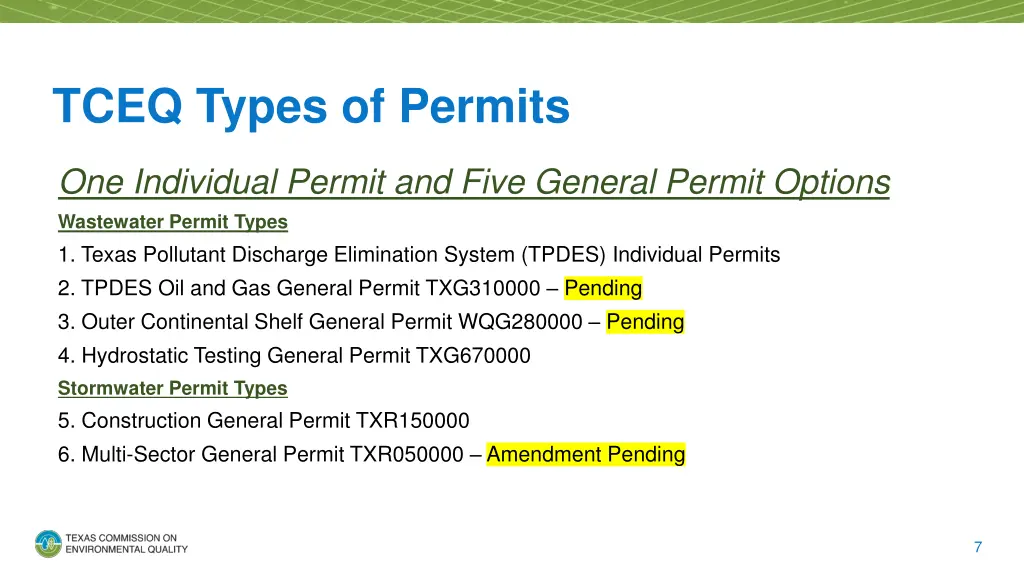 tceq types of permits