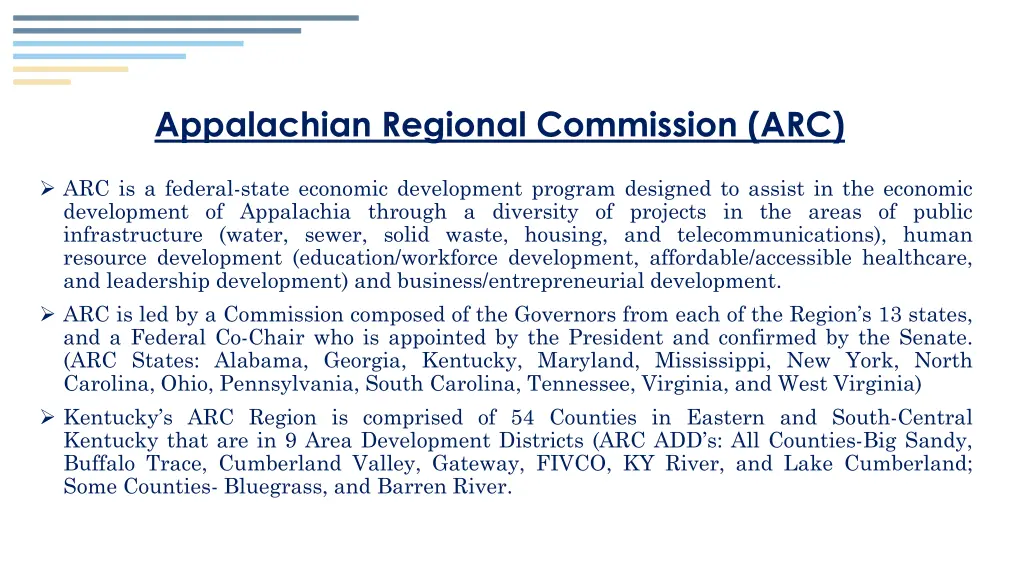 appalachian regional commission arc 1