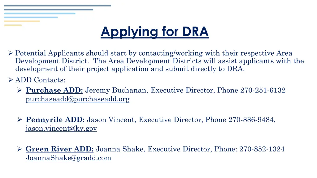 applying for dra