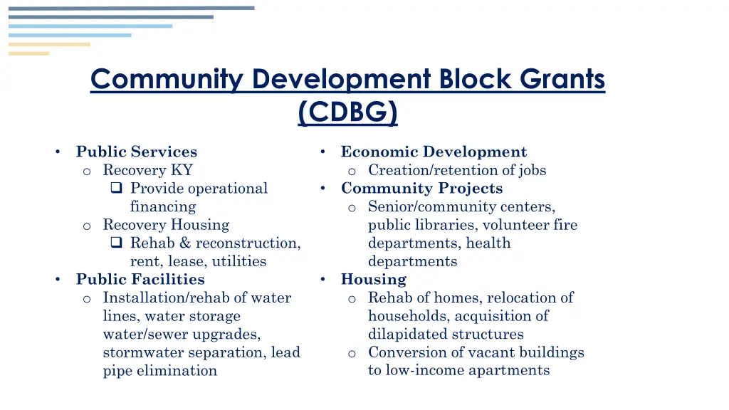 community development block grants cdbg