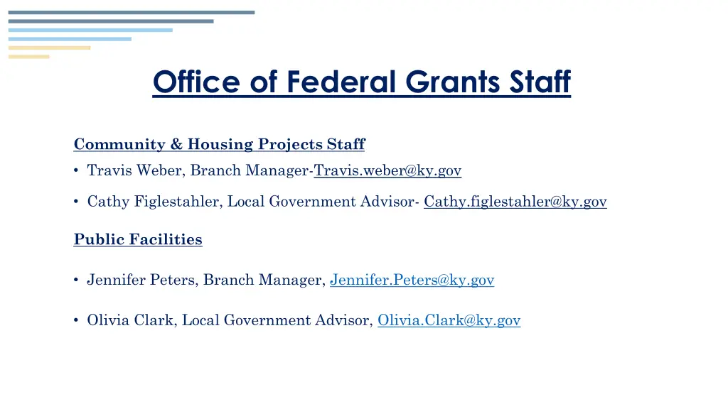 office of federal grants staff