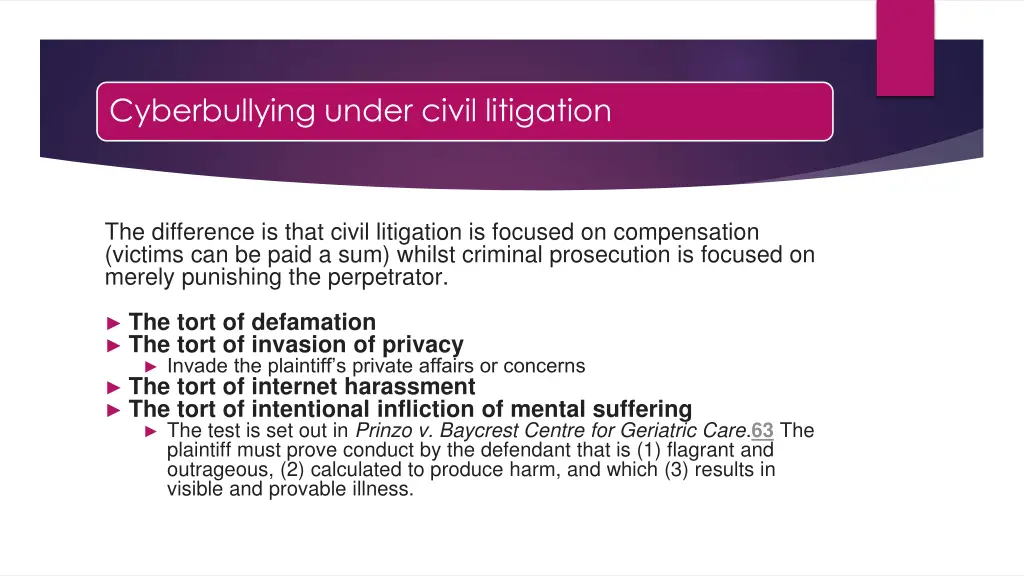 cyberbullying under civil litigation