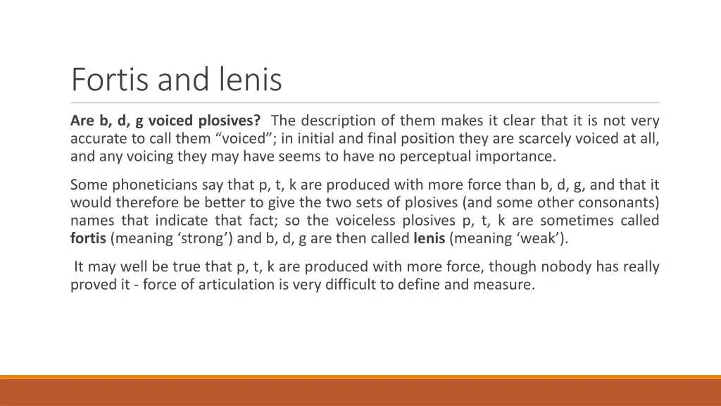 fortis and lenis