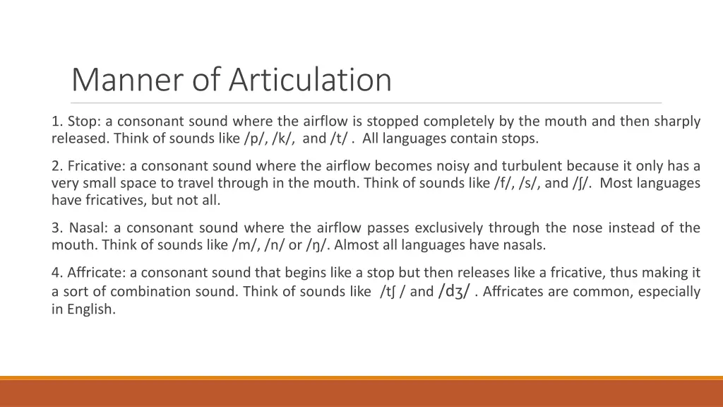 manner of articulation