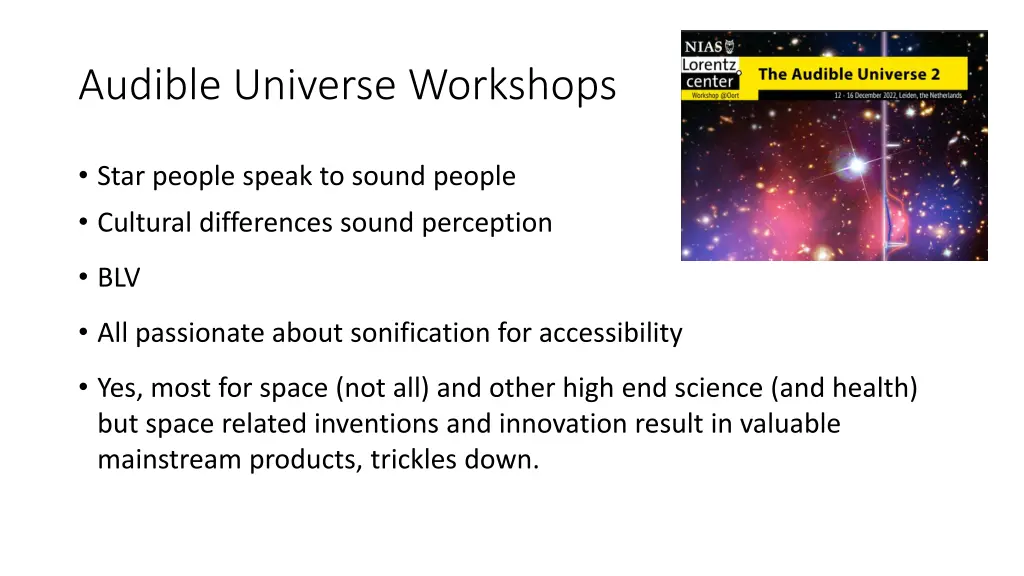 audible universe workshops