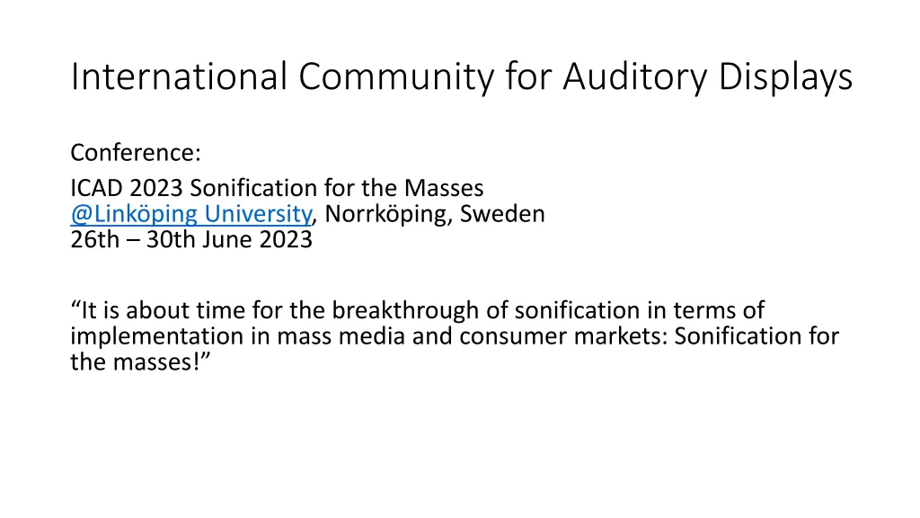 international community for auditory displays