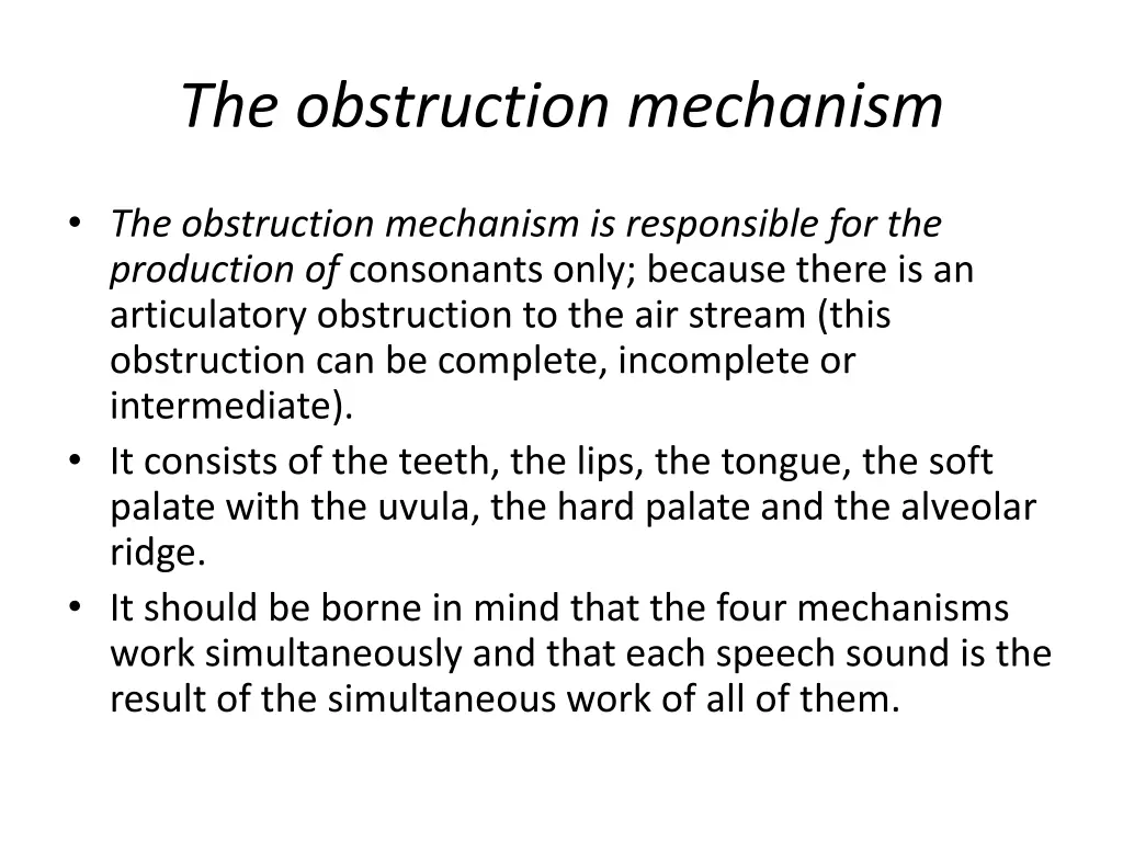 the obstruction mechanism