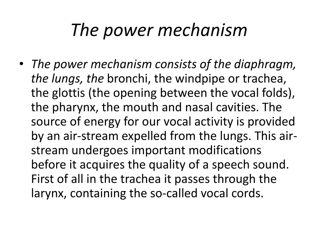 the power mechanism