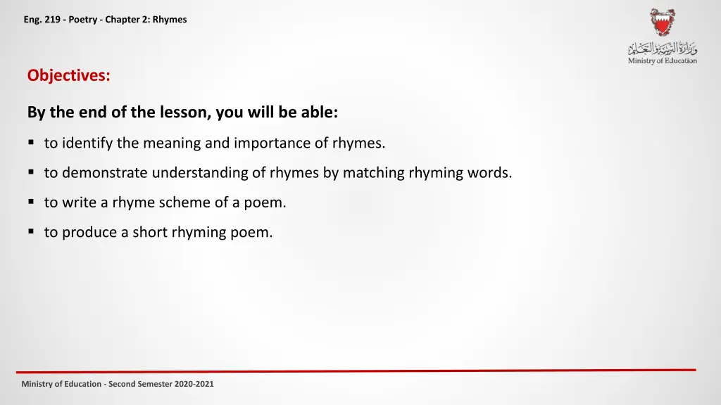 eng 219 poetry chapter 2 rhymes