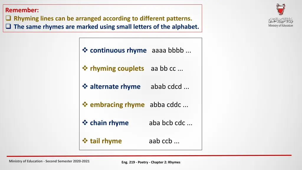 remember rhyming lines can be arranged according