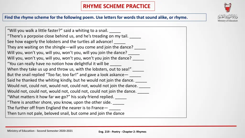 rhyme scheme practice