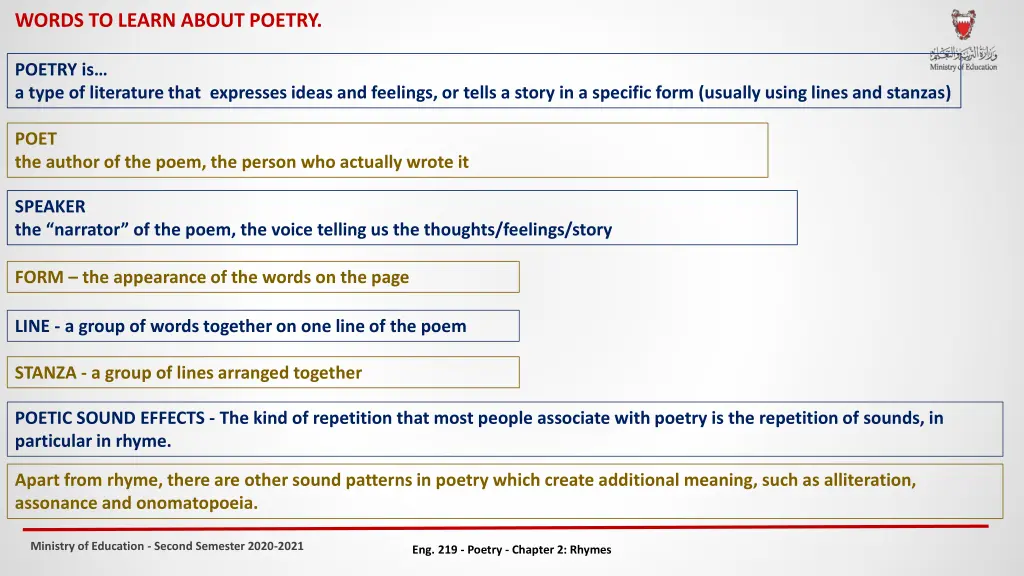 words to learn about poetry