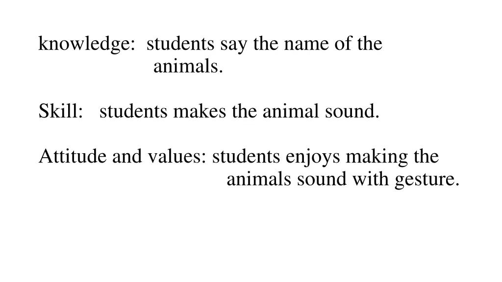 knowledge students say the name of the animals