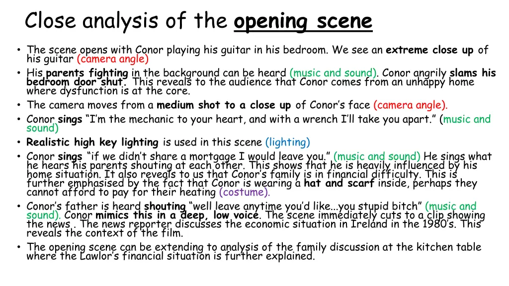 close analysis of the opening scene 1