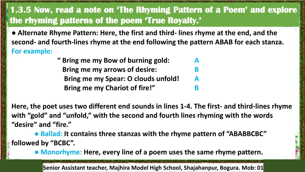 1 1 3 3 5 5 now the the rhyming rhyming patterns