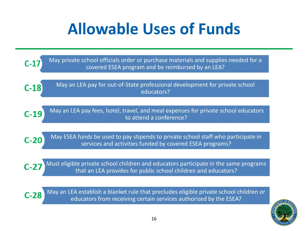 allowable uses of funds