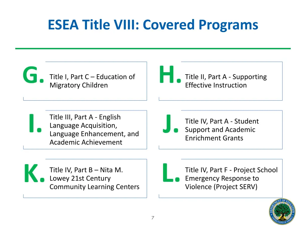 esea title viii covered programs