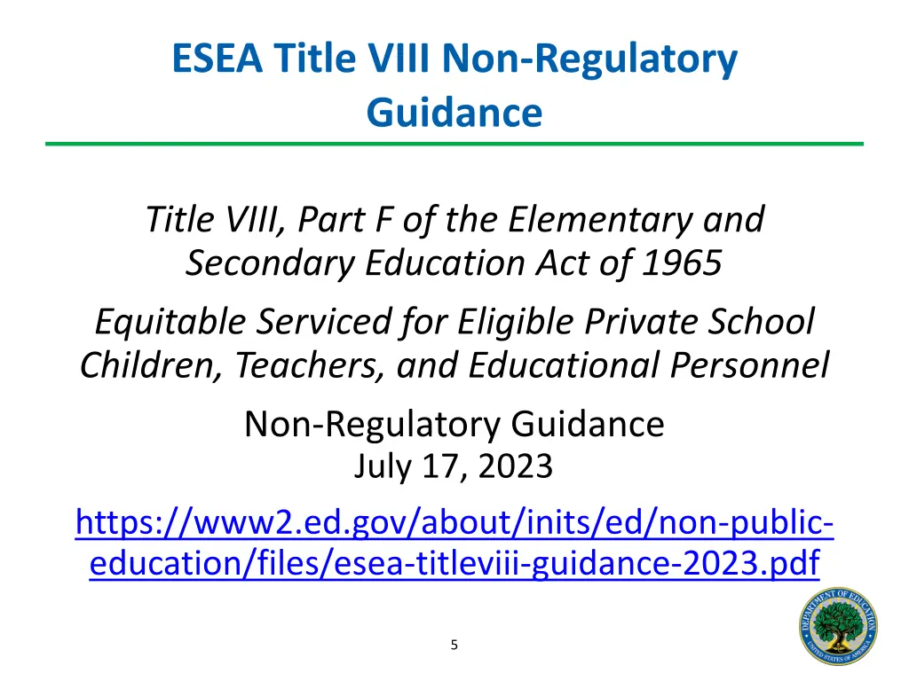 esea title viii non regulatory guidance