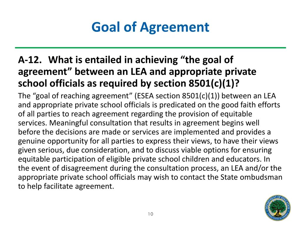 goal of agreement