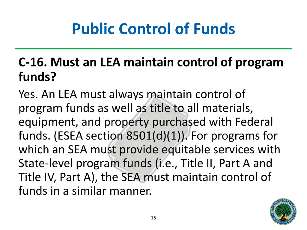 public control of funds