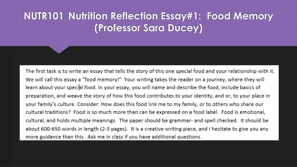 nutr101 nutrition reflection essay 1 food memory 1