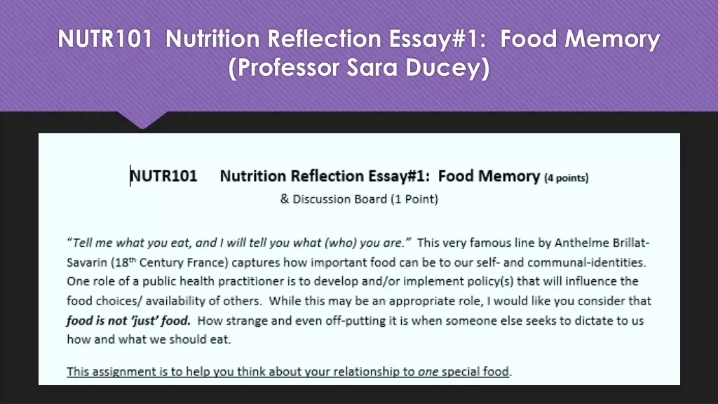 nutr101 nutrition reflection essay 1 food memory