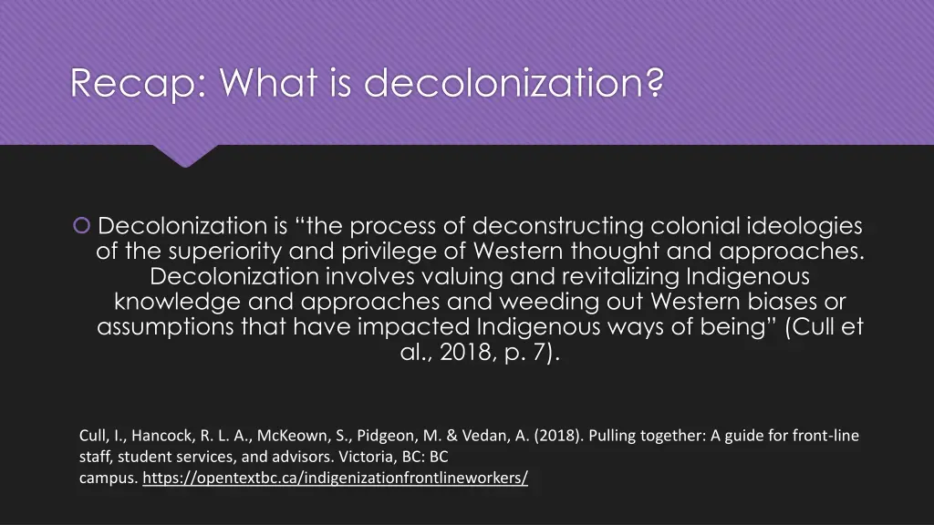 recap what is decolonization