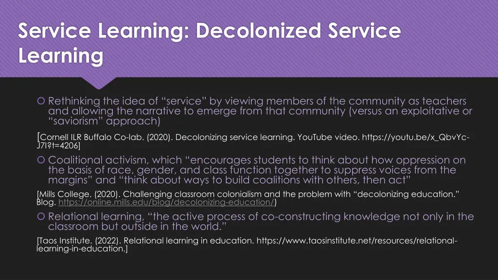 service learning decolonized service learning