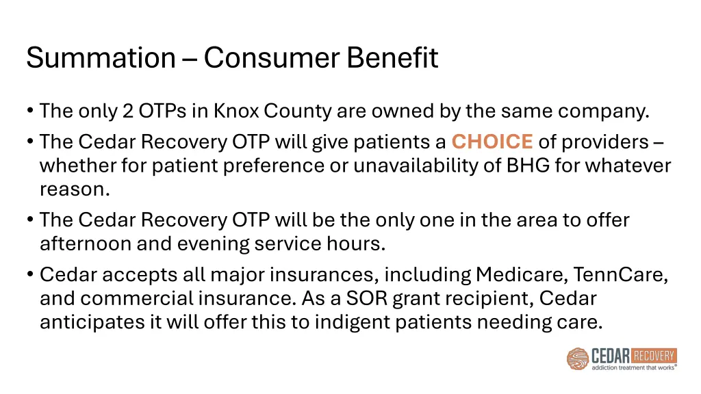 summation consumer benefit