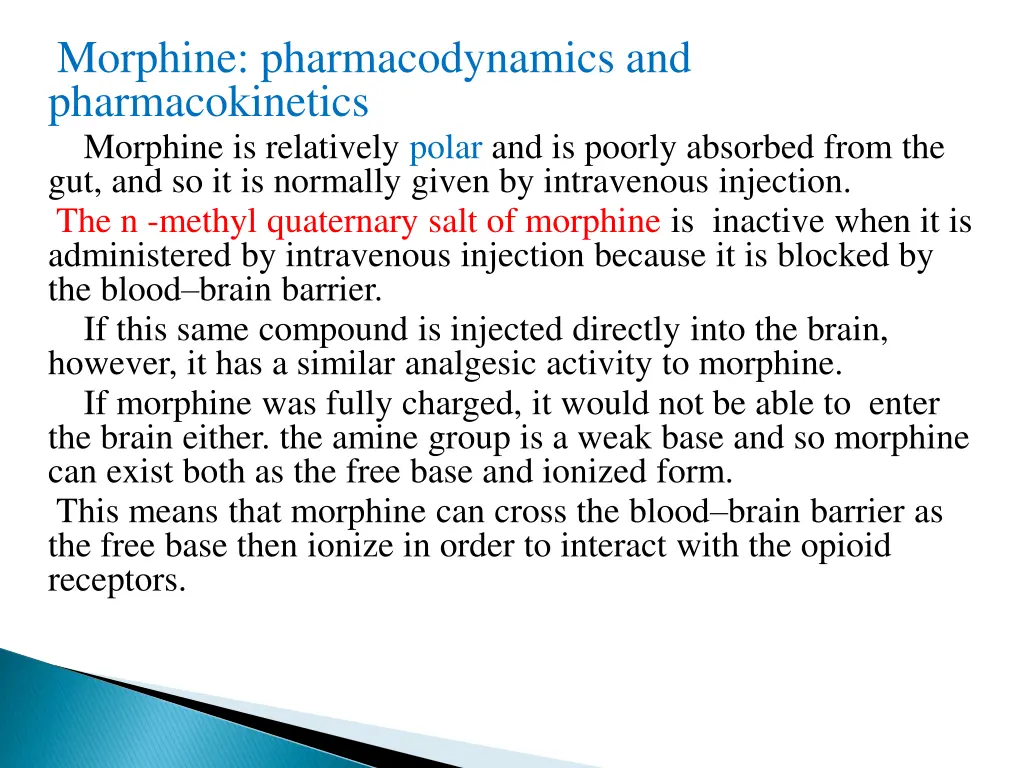 morphine pharmacodynamics and pharmacokinetics