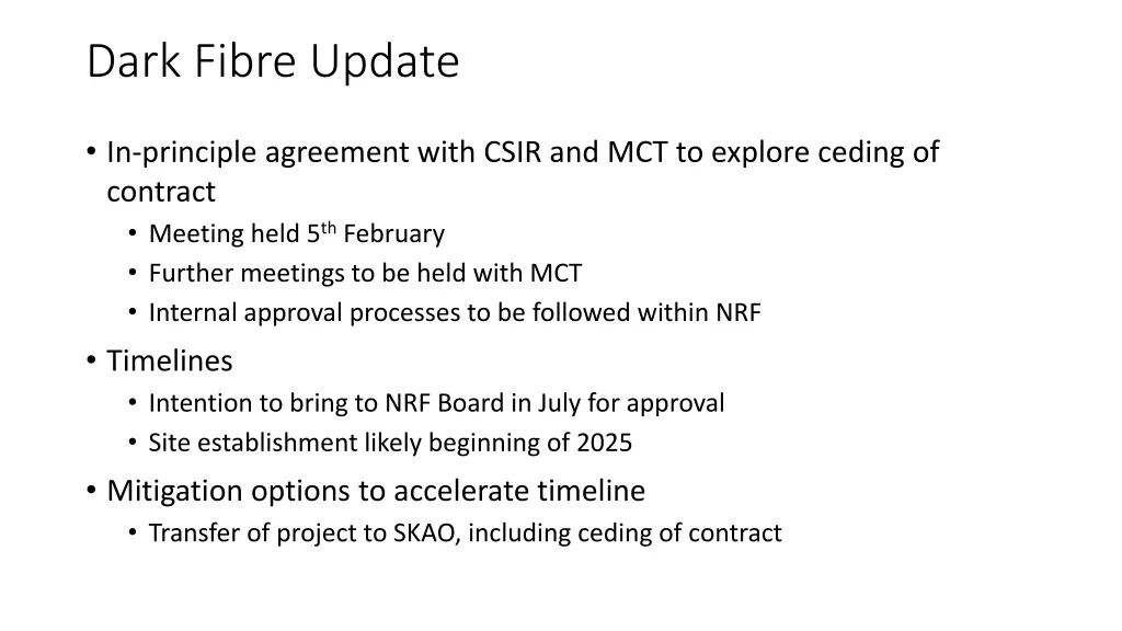 dark fibre update