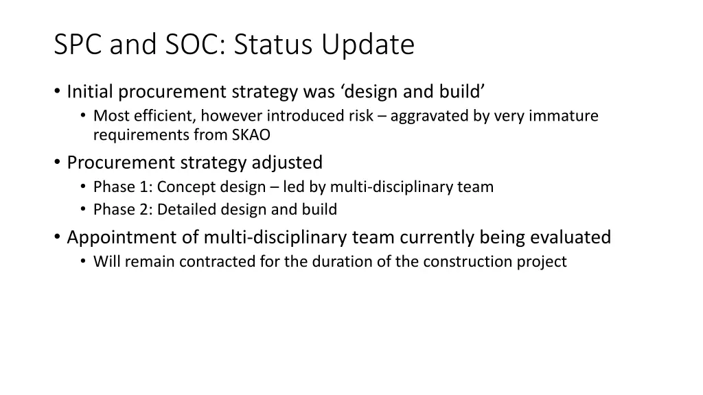 spc and soc status update