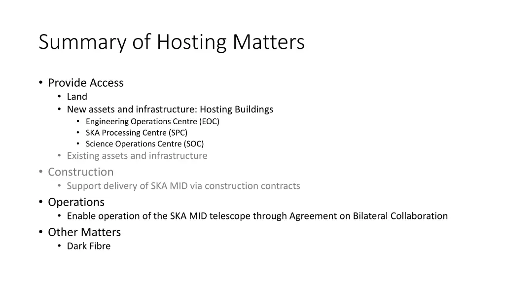 summary of hosting matters