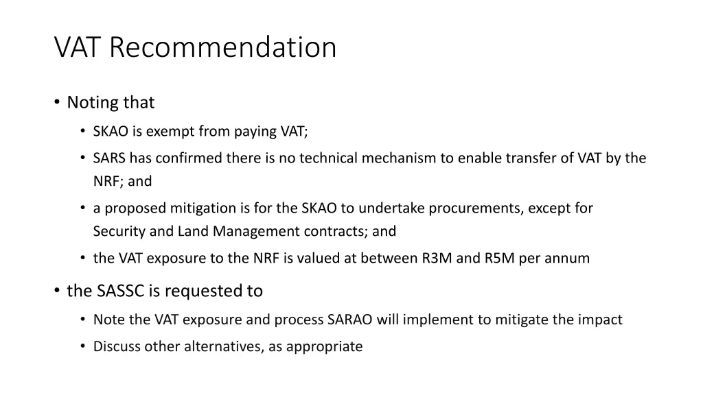 vat recommendation