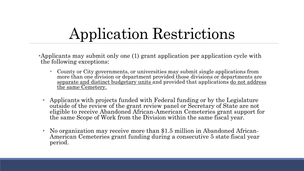 application restrictions