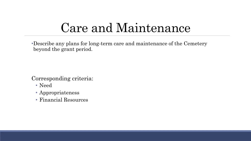 care and maintenance