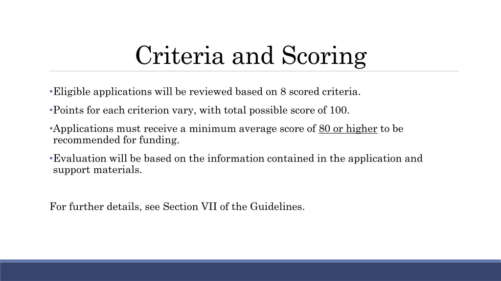 criteria and scoring