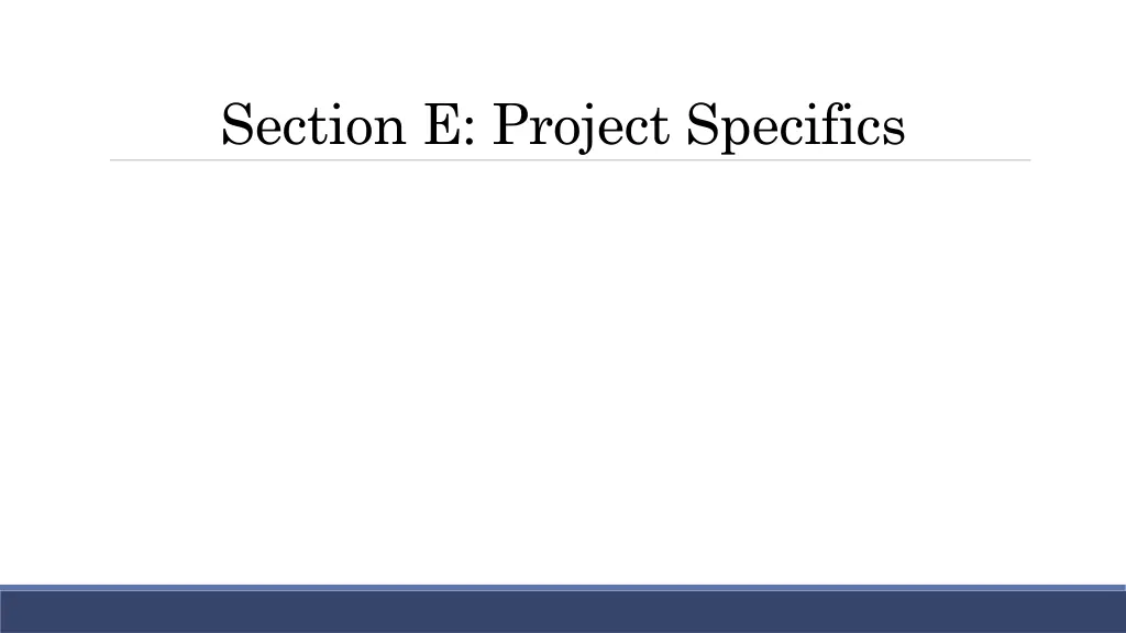 section e project specifics