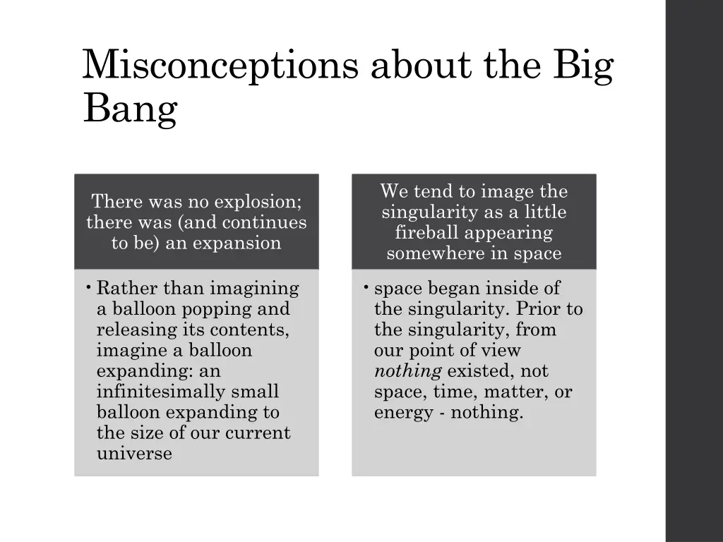 misconceptions about the big bang