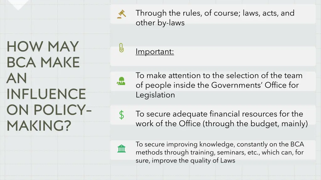 through the rules of course laws acts and other