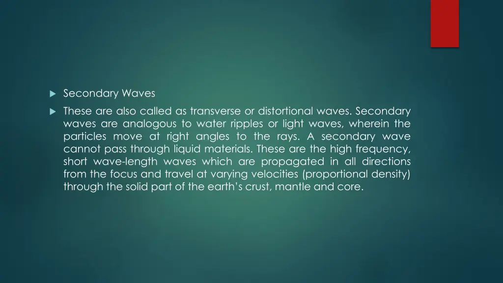 secondary waves